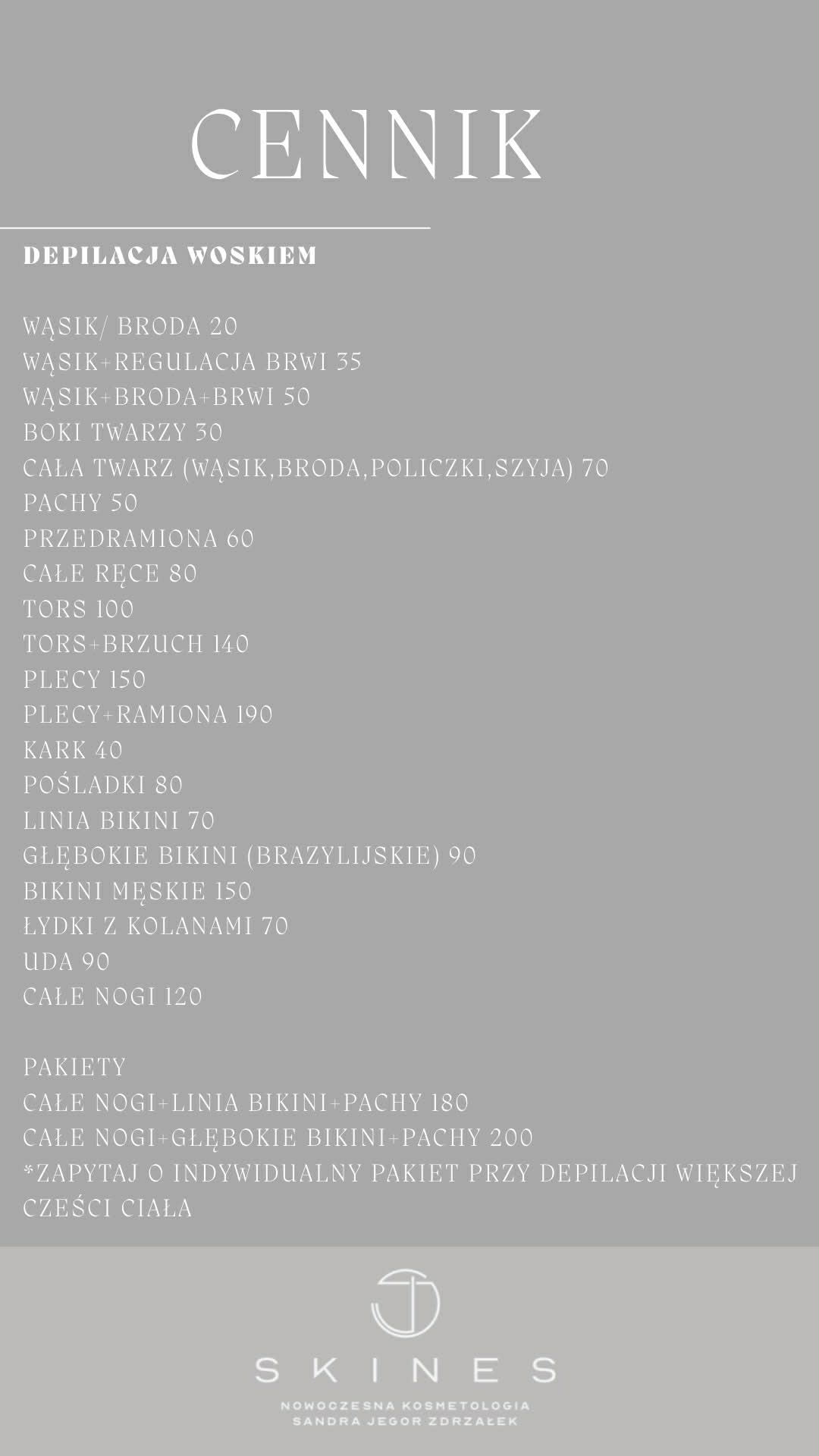 CENNIK SKINES DEPILACJA 2
