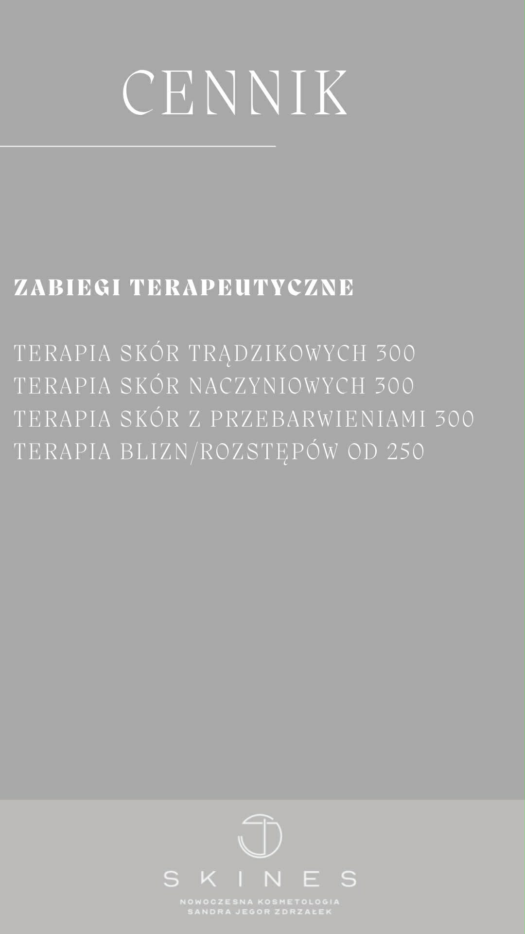 CENNIK SKINES ZABIEGI